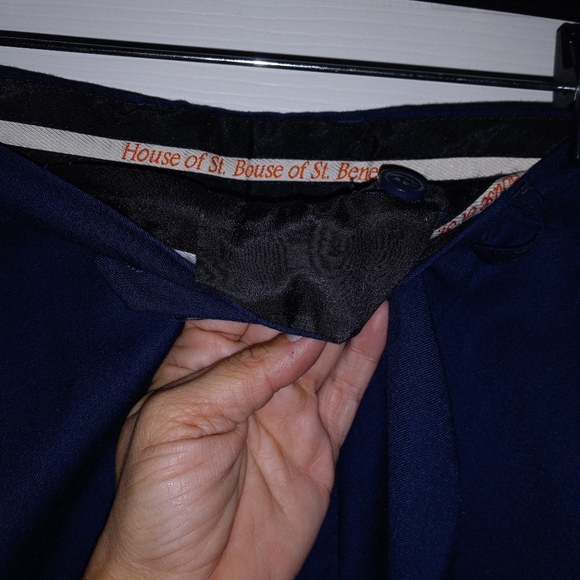 Men's House of St. Benets Navy Blue Dress Slacks - Picture 2 of 7